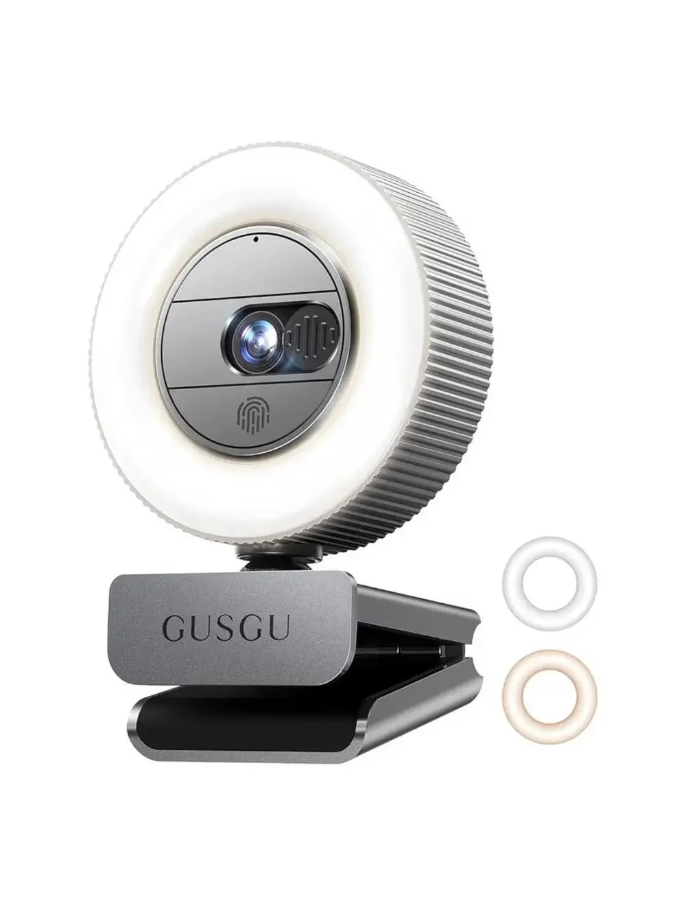 Webcam with Microphone and Ring Light G910 Web Camera Privacy Cover GUSGU 2K QHD